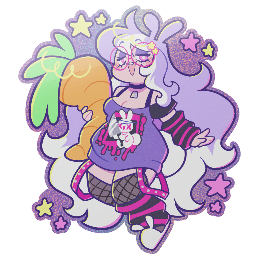 Human Huni Bun Glitter Sticker