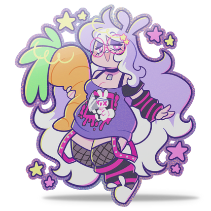 Human Huni Bun Glitter Sticker