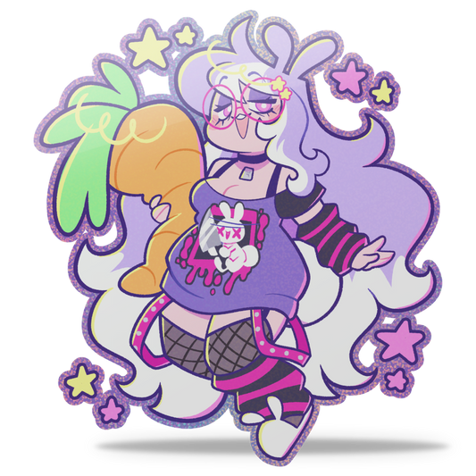 Human Huni Bun Glitter Sticker